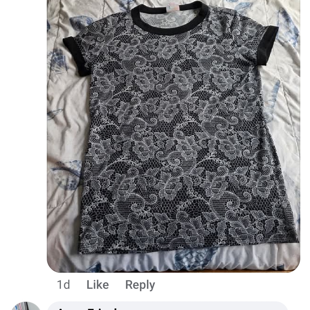 Black and Gray Kids Lace Pattern Top